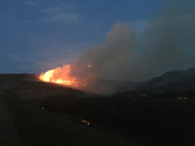 A very big fire on an enormous moorland