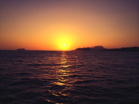 Santorini in the Caldera Watching the sun go down